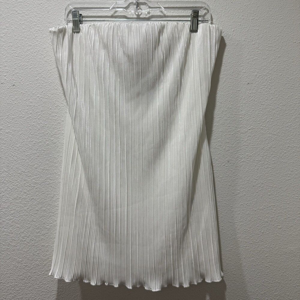 Urban Outfitters Pleated Midi Skirt Satin Ivory Pull On Size L Y2K NEW